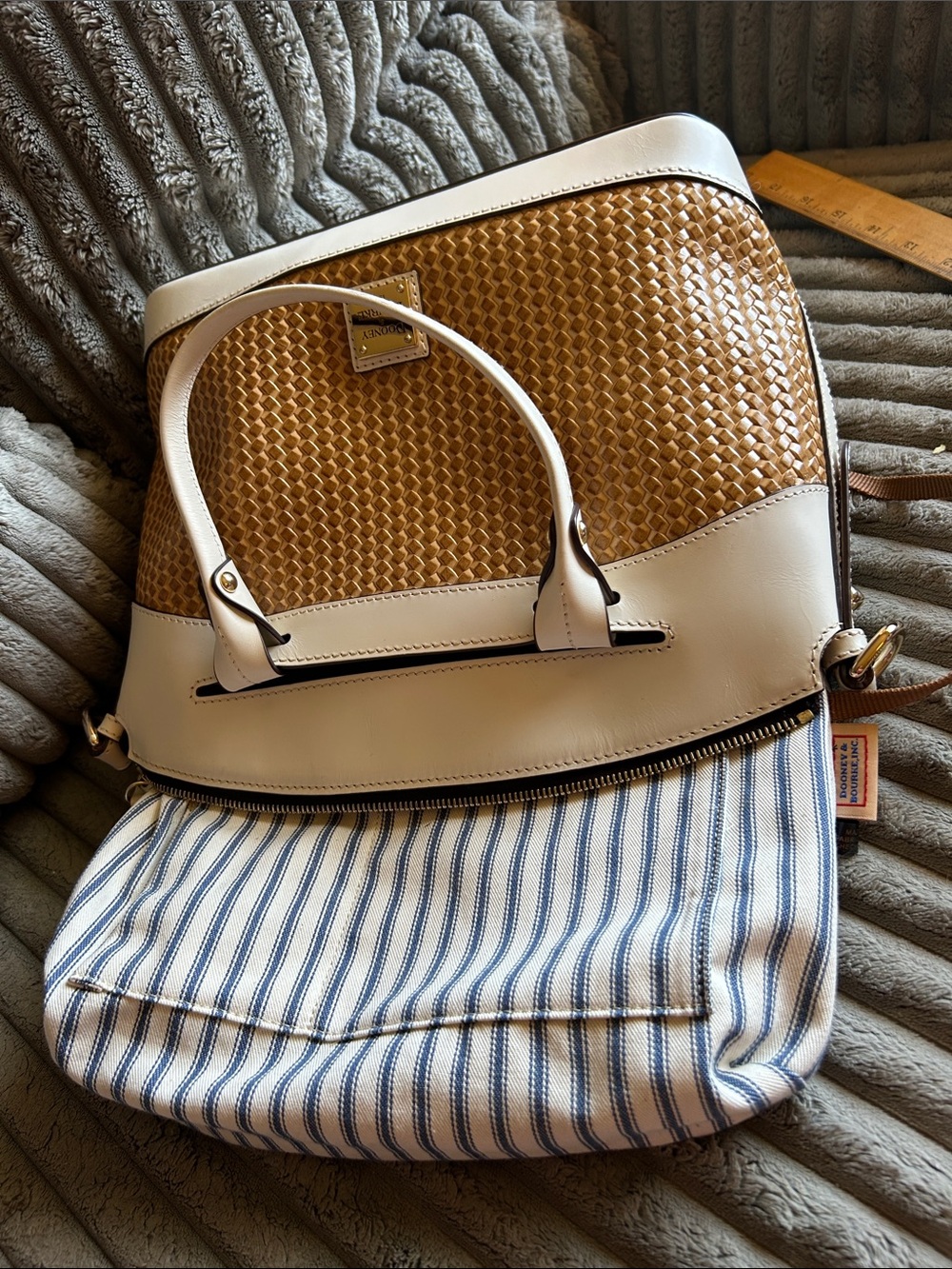 Dooney & Bourke 1975 Beacon Collection Woven Domed Satchel NWOT White Leather - Picture 9 of 16